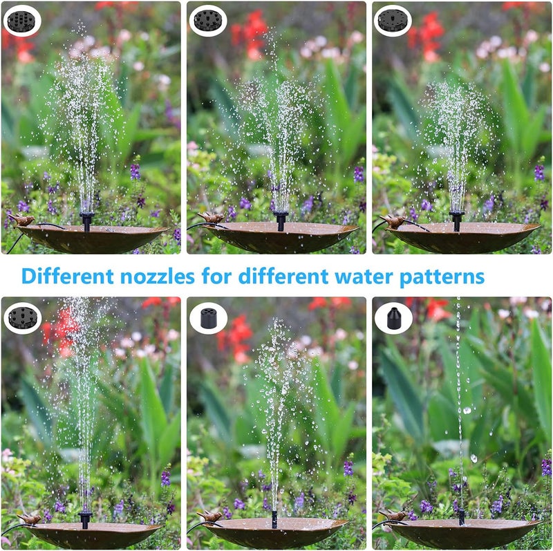 AISITIN 2.5W Solar Fountain Pump, DIY Outdoor Solar Water Fountain with 6 Nozzles and 4ft Water Pipe, Solar Powered Pump for Bird Bath, Ponds, Garden and Fish Tank Garden, Pond - Image 5